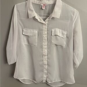 BONGO Women's White Sheer Button Down Shirt